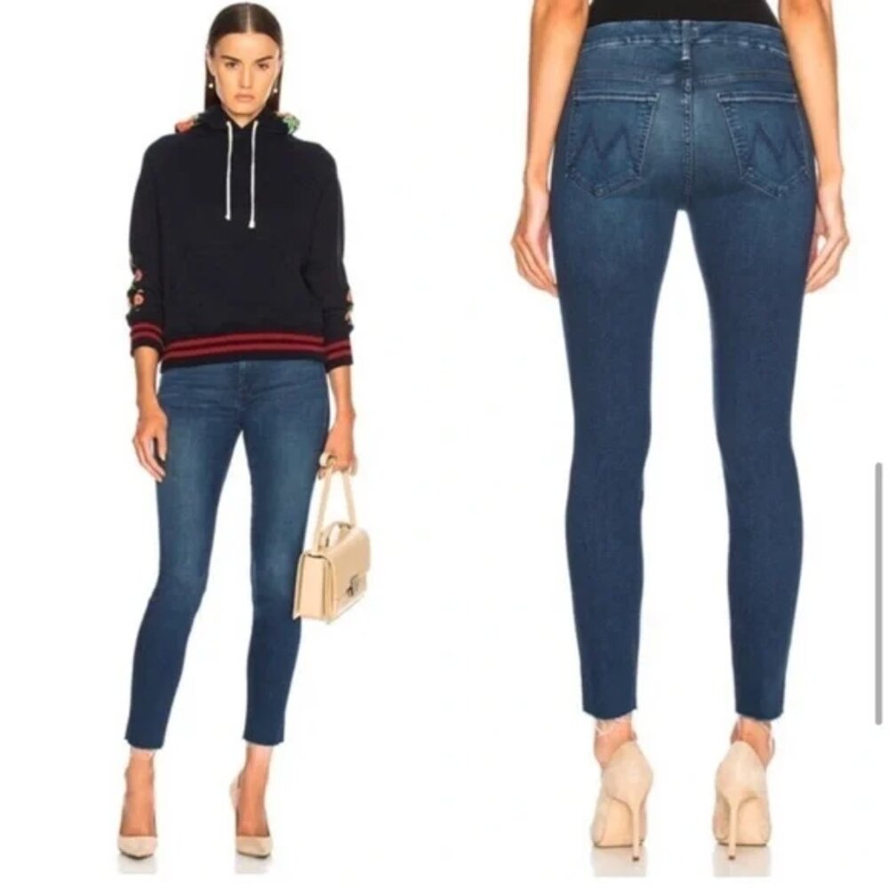 Mother Looker Ankle Fray Jeans Women's 27 Fast Times Blue‎ Denim NWT $228